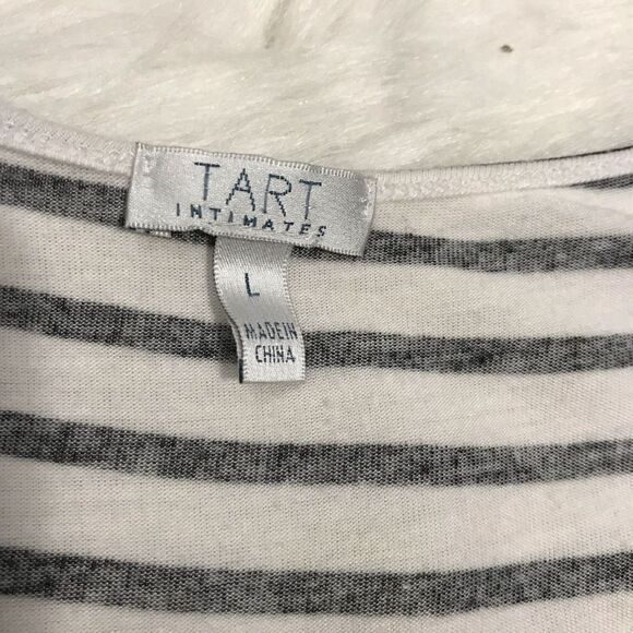 Tart Black White‎ Striped Knit Tank Top Size large embellished lace - Picture 4 of 10